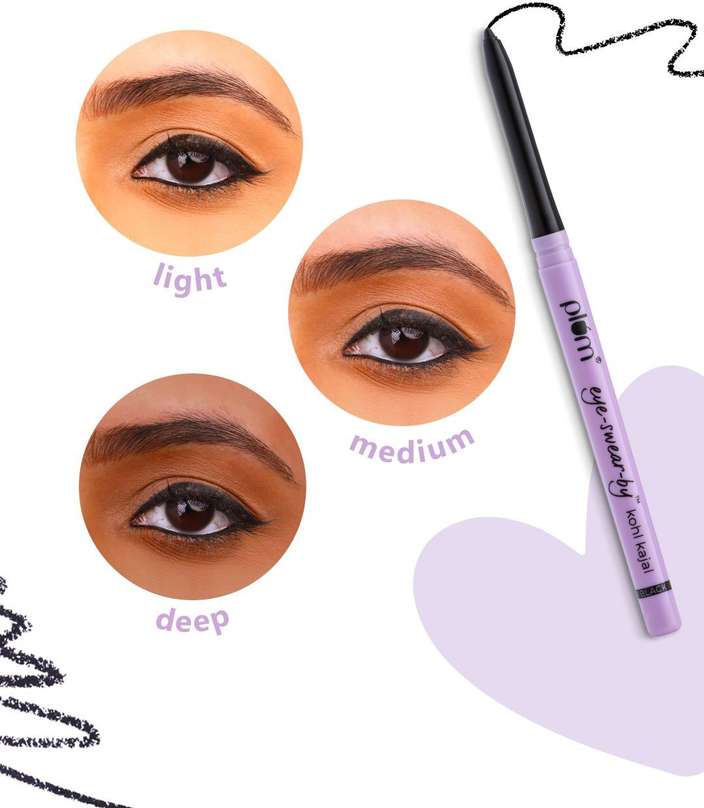 Plum Eye-Swear-By Kohl Kajal | Deep Black Long Lasting Smudge-Proof Eye Pencil