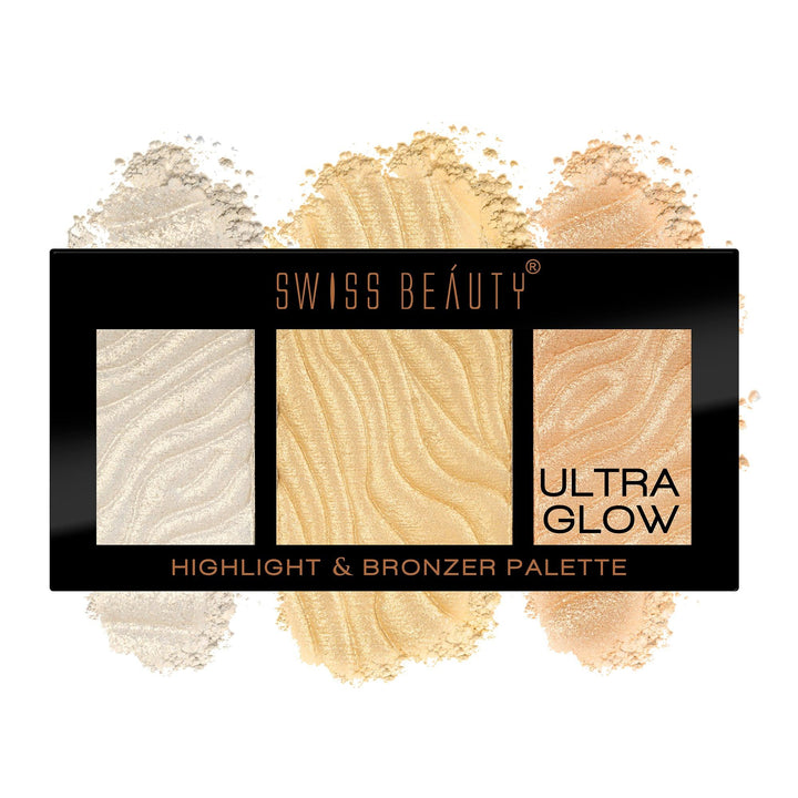 Swiss Beauty Ultra Glow Highlighter & Bronzer Palette – 3-in-1 Glow Makeup Kit