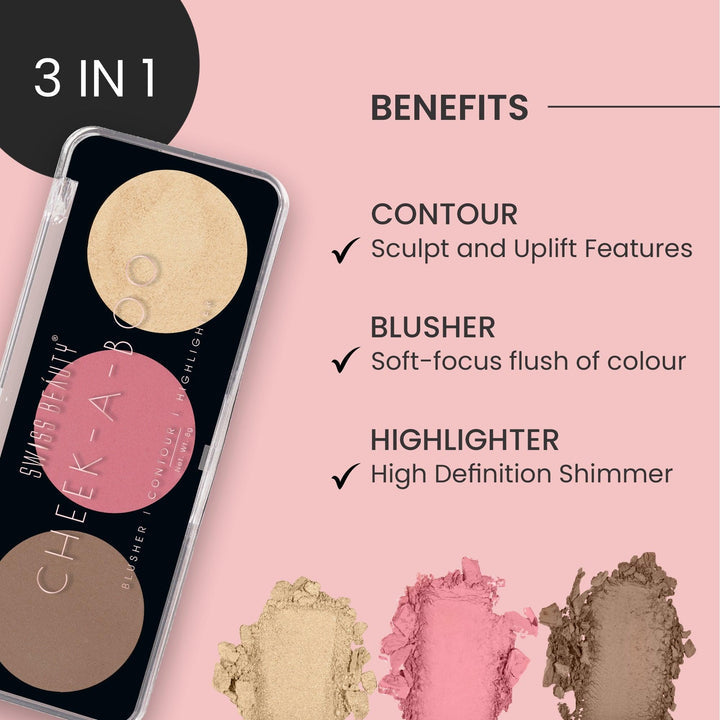 Swiss Beauty Cheek-A-Boo Blush Palette | Highly Pigmented Blendable Face Blush