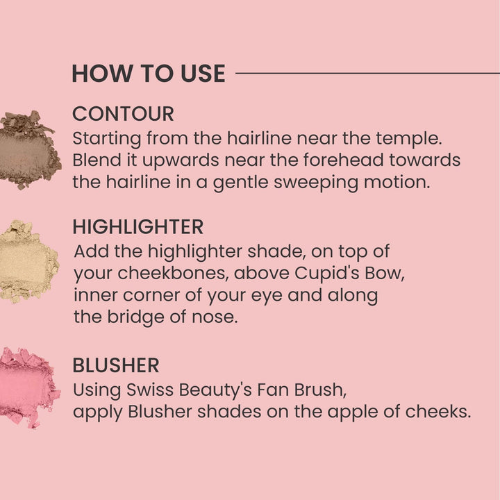 Swiss Beauty Cheek-A-Boo Blush Palette | Highly Pigmented Blendable Face Blush