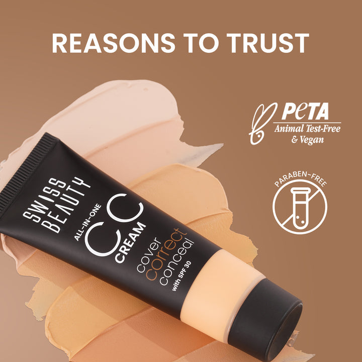Swiss Beauty All-in-One CC Cream | Color Correcting Lightweight Face Base