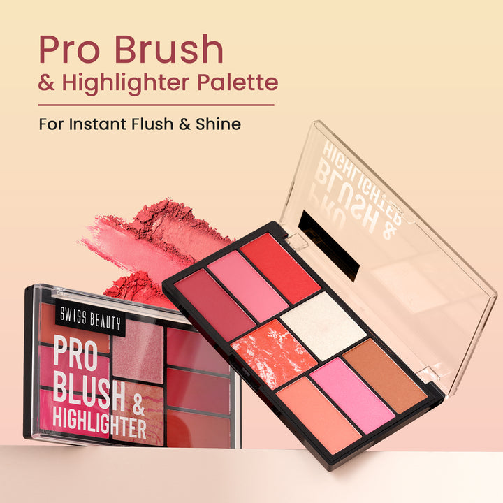 Swiss Beauty Pro Blush Highlighter Palette | Instant Flush of Color & Radiant Shine
