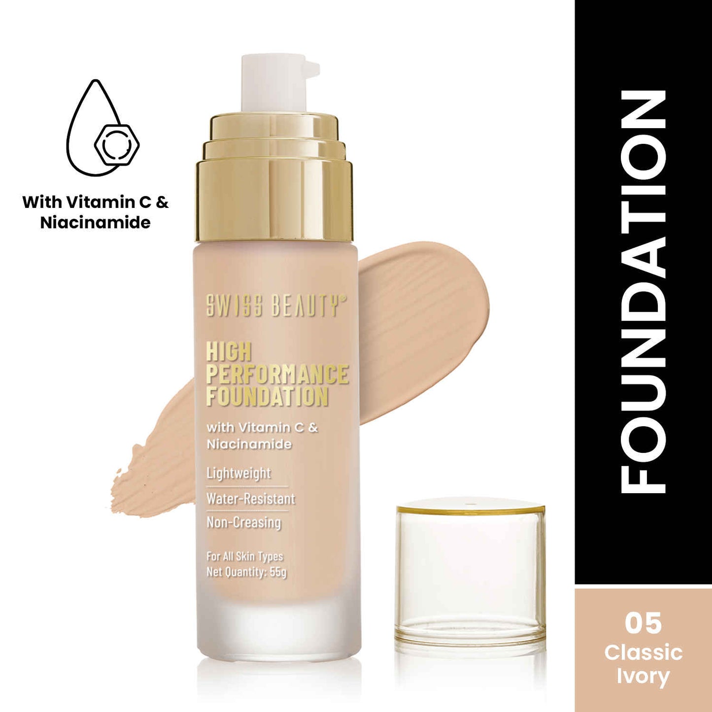 Swiss Beauty High Performance Foundation | Full Coverage Long Lasting Base