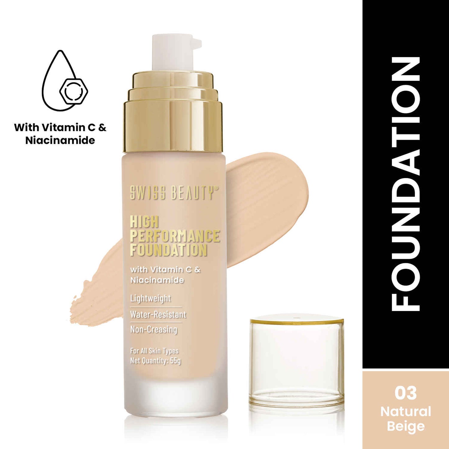 Swiss Beauty High Performance Foundation | Full Coverage Long Lasting Base