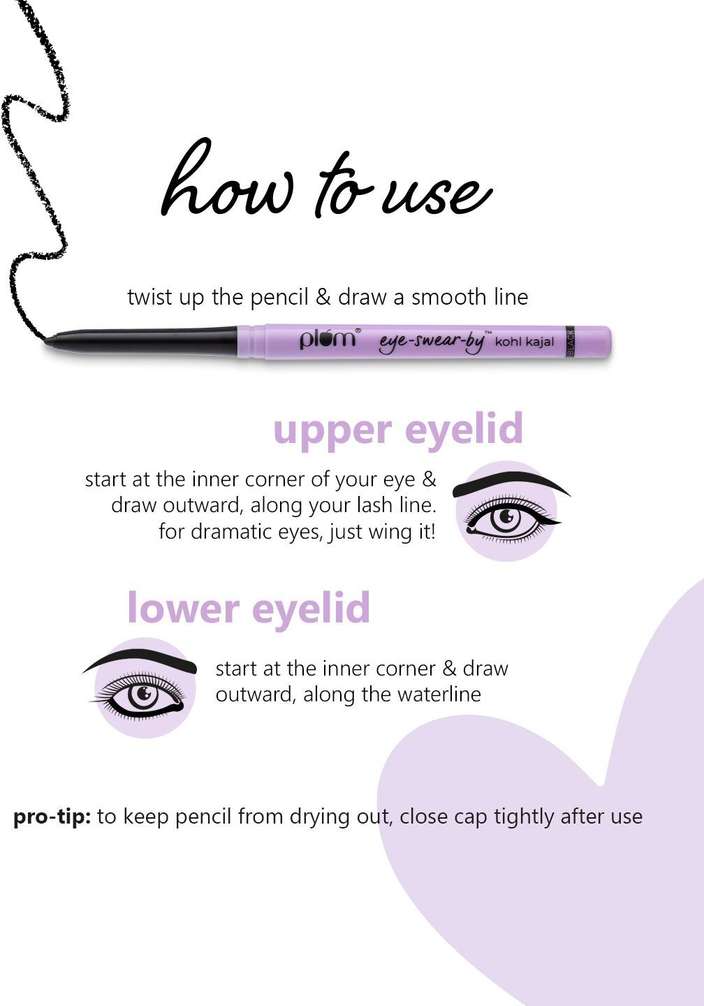 Plum Eye-Swear-By Kohl Kajal | Deep Black Long Lasting Smudge-Proof Eye Pencil