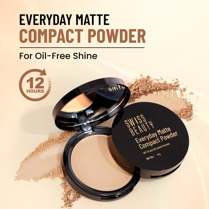 Swiss Beauty Everyday Matte Compact Powder | Oil Control Long Lasting Face Powder