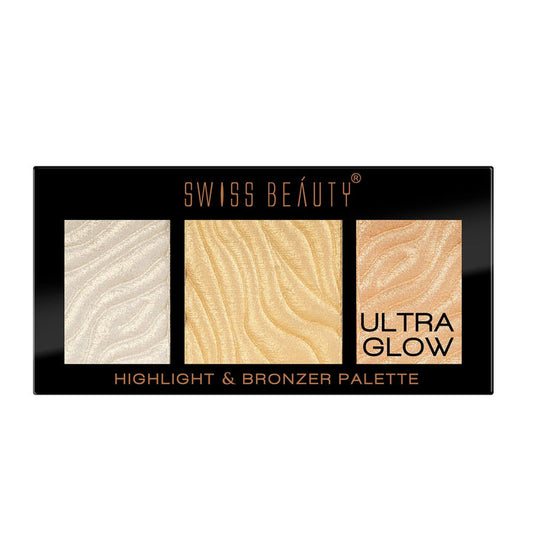 Swiss Beauty Ultra Glow Highlighter & Bronzer Palette – 3-in-1 Glow Makeup Kit