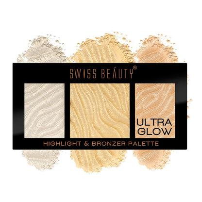 Swiss Beauty Ultra Glow Highlighter & Bronzer Palette – 3-in-1 Glow Makeup Kit