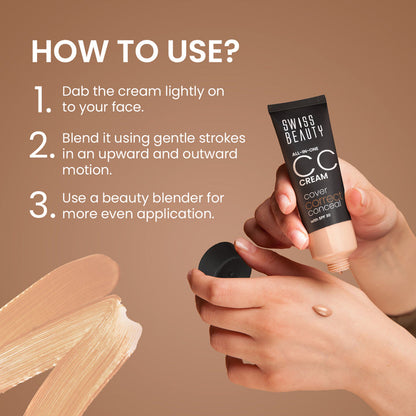 Swiss Beauty All-in-One CC Cream | Color Correcting Lightweight Face Base