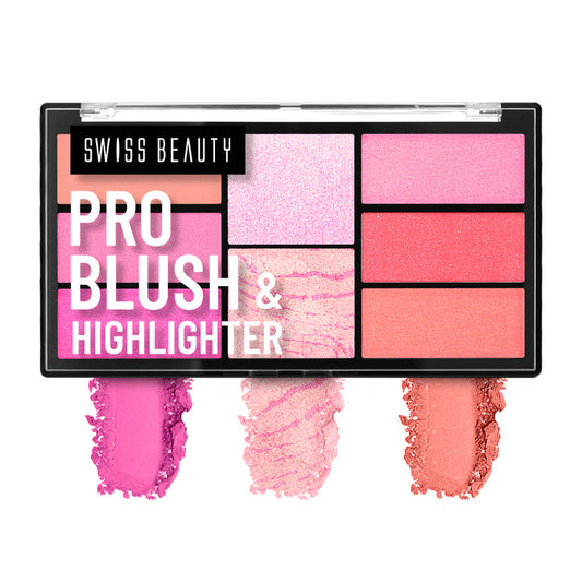 Swiss Beauty Pro Blush Highlighter Palette | Instant Flush of Color & Radiant Shine
