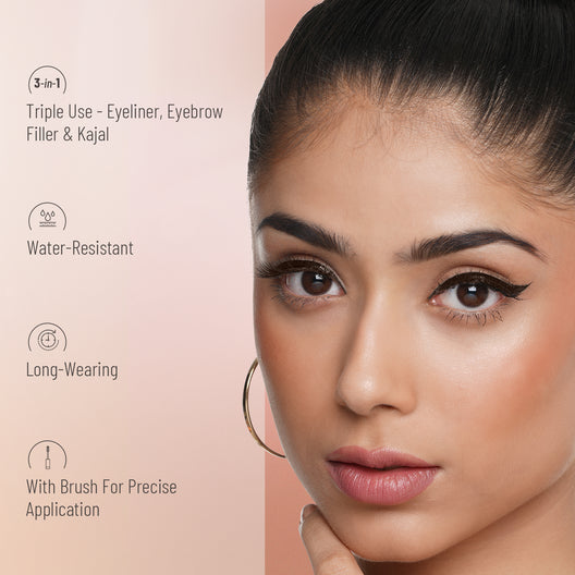 Swiss Beauty 3 in 1 Eyebrow & Gel Eyeliner | Long Lasting Waterproof Eye Makeup