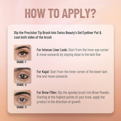 Swiss Beauty 3 in 1 Eyebrow & Gel Eyeliner | Long Lasting Waterproof Eye Makeup