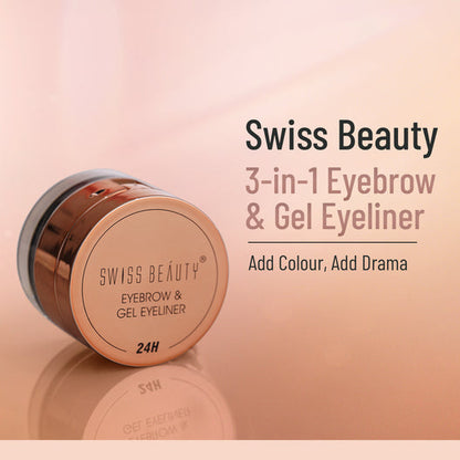 Swiss Beauty 3 in 1 Eyebrow & Gel Eyeliner | Long Lasting Waterproof Eye Makeup