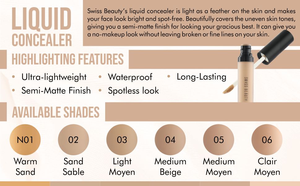Swiss Beauty Concealer | High Coverage Lightweight Liquid Concealer
