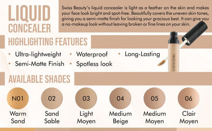 Swiss Beauty Concealer | High Coverage Lightweight Liquid Concealer